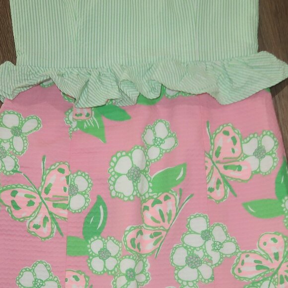 Womens Lilly Pulitzer Lowe Pretty Pink Green Gingham Tootie Strapless Dress sz 2 - Picture 5 of 6